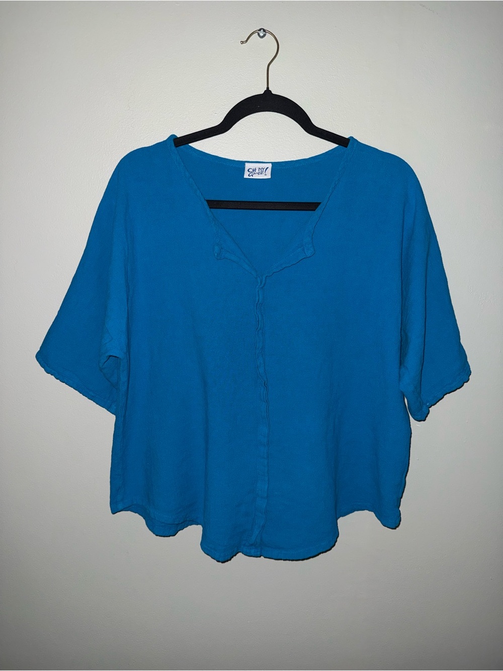 Oh My Gauze! vibrant summer blue size small / medium oversize algodon cotton top